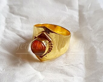 Carnelian Ring – Sterling Silver, 18K Gold Filled Handmade jewelry