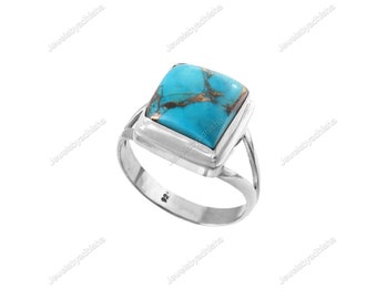 Handmade Turquoise Sterling Silver Ring, Boho Jewelry