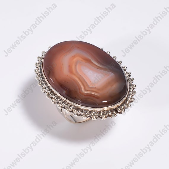 Botswana Agate Ring*Natural Gemstone Ring*925 Ste… - image 2