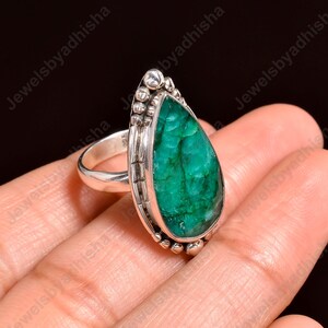 Natural Emerald Ring, 925 Sterling Silver Ring, emerald jewelry, Handmade Ring ,Women&#39;s Ring, Art Deco vintage rings, Statement Ring, Rings
