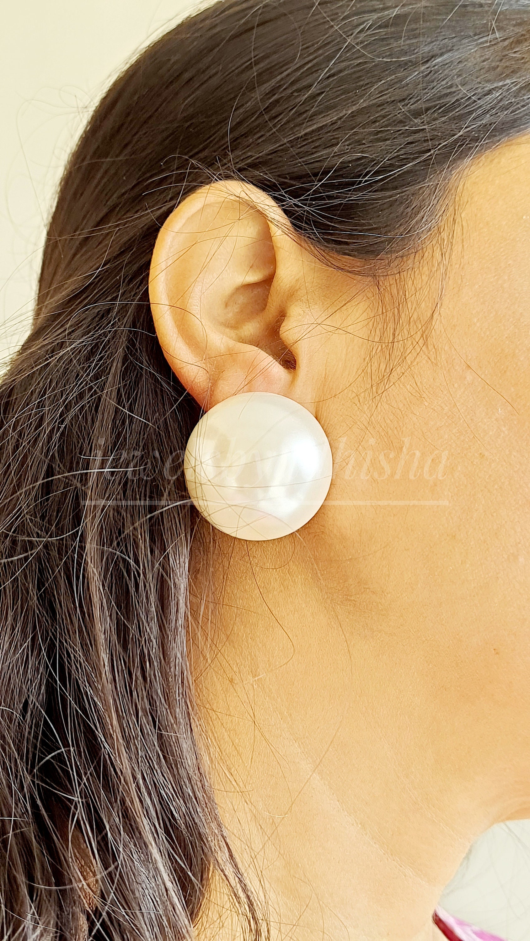 Orecchini A Bottone Donna In Argento 925 Con Perle Nere Naturali, Fatto A Mano, Stile Tribale Boho - 3