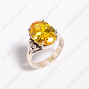 Natural Citrine Ring,925 Sterling Silver Ring, Handmade Ring, Art deco Gemstone Ring, Solitaire Ring, Yellow Ring, Women&#39;s Ring, Faith Ring
