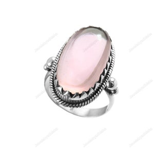 Natural Rose Quartz Ring*925 Sterling Silver Ring*Handmade Ring* Gemstone Ring*Valentine&#39;s Gift*rose quartz jewelry january birthstone ring
