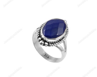 Natural Lapis Lazuli Ring, Oval Ring, 925-Sterling Silver Ring, Handmade Ring, Blue  Ring, Gift For Her, Women's Ring, September Birthstone