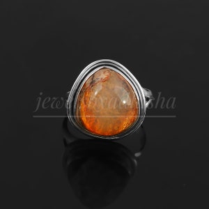 Mexican Fire Opal Ring, Rare Natural Mexican Fire Opal Ring, 925 Sterling Silver Ring, Handmade Ring, Unique Gemstone Ring, Opal Ring,Gift