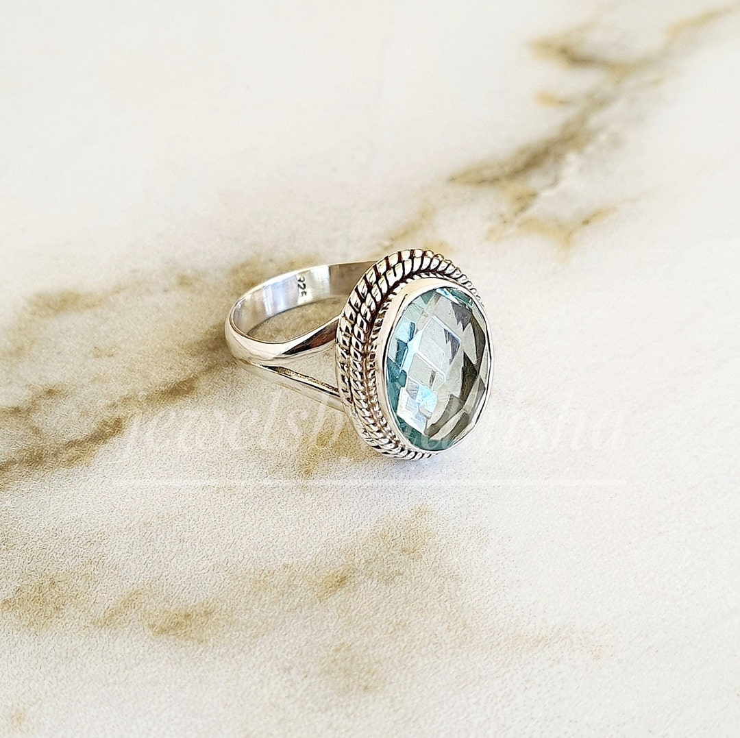 Aquamarine Ring Handmade Ring-march Birthstone Ring-925sterling Silver ...