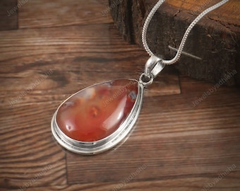 Collar de ágata de Montana natural - Collar de plata de ley 925 - Colgante de ágata - Ágata de Montana - Collar de mujer - CADENA GRATIS - Colgante de collar - Regalo