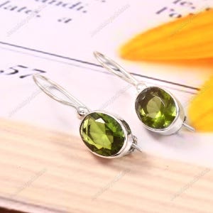 Peridot earrings dangle, Natural green gemstone drop earrings, statement earrings, gift for her,925 sterling Silver Earring ,Peridot Jewelry