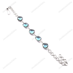 Aquamarine Bracelet*925 Sterling Silver Bracelet*Aquamarine Jewelry*Blue Stone Bracelet*Handmade Bracelet*Engagement Bracelet*Gift For her