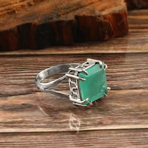 Aqua Chalcedony Ring,925 Sterling Silver Ring, Square Shape Gemstone Ring, Natural Ring, Blue Chalcedony Ring, Handmade Ring, Stunning Ring,