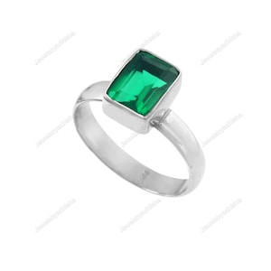 Natural Emerald ring, 925 Sterling Silver Ring, Art Deco Engagement Ring, Emerald Jewelry, Handmade Ring, Women&#39;s Men&#39;s Ring, Gift For Her