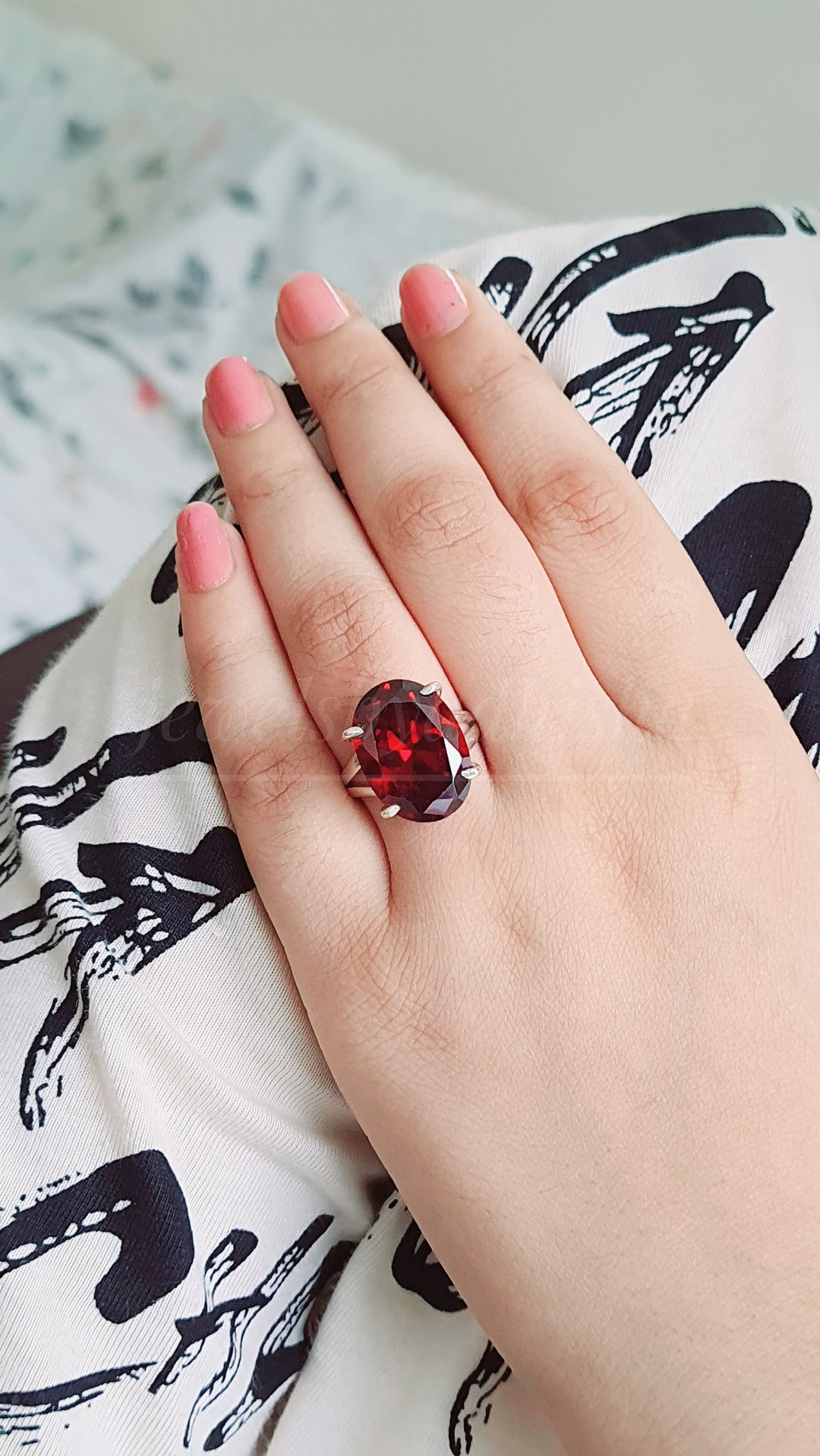 Mozambique Natural Garnet 925 Sterling Silver Ring – Cushion Cut, All Sizes