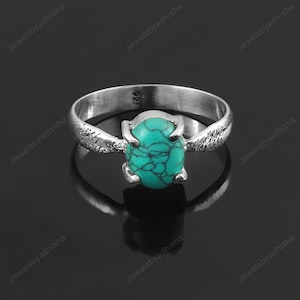 Turkoois ring, gepersonaliseerd cadeau natuurlijke blauwe turkoois ring, handgemaakte ring, 925 sterlingzilveren ring, midi ring sierlijke ring, ring meisjes