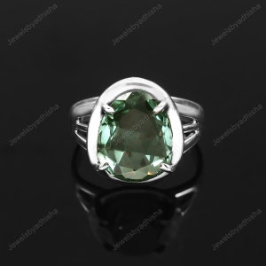 Natural Green Amethyst Ring,925 Sterling Silver Ring ,Gemstone Ring, Statement Ring,  Amethyst, Minimalist Ring, vintage handmade ring Gift