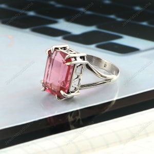 Pink Tourmaline Ring,925 Sterling Silver Ring, statement vintage art deco rings, Handmade Ring, Engagement Ring, Pink Gemstone Rings for mom