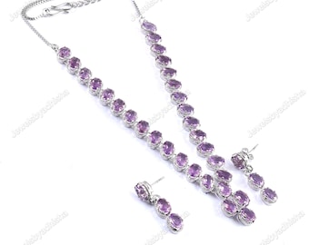 Amethyst Sterling Silver Necklace, Handmade Gemstone Jewelry