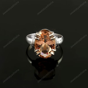 Flawless Madagascar Morganite Ring 925 Sterling Silver Rings- Engagement Ring-Morganite Ring- Peach Gemstone ring- Birthday Gifts For Her