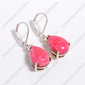 Thulite Earring*Art Deco Statement Earring*Natural Gemstone Earring*925 Sterling Silver Earring*Anniversary Gift*Thulite Jewelry*Earrings