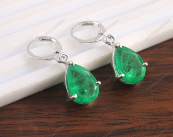 Emerald Earring, Colombian Emerald Earring, 925 Sterling Silver Earring, Dangling Earring, Emerald Jewelry, Handmade Rings, Gift For Her