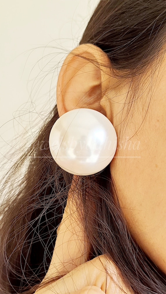 The 30mm Large Pearl Earring925 Sterling Silver Studshandmade Earringhuge Studsgirl Earringstunning Big Round Studs Gifts Sale Earrings Etsy