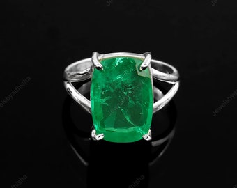 Emerald Ring, Colombian Emerald Ring 925 Sterling Silver Ring, Engagement Ring, Emerald Jewelry, Handmade Ring, Women's Ring, Gift For Her