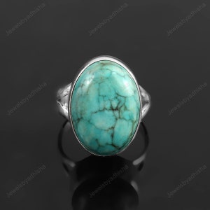 Natural Turquoise Ring, Blue Turquoise Ring, Handmade Ring,925 Sterling Silver Ring, December Birthstone, Oval Ring, Statement Ring, Gift
