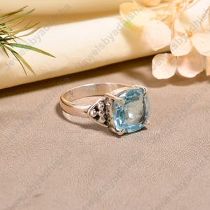 Aquamarine Ring- Flawless Brazilian Aquamarine  Handmade Ring-March Birthstone Ring-925 Sterling Silver Ring-Filigree Ring-Engagement Ring