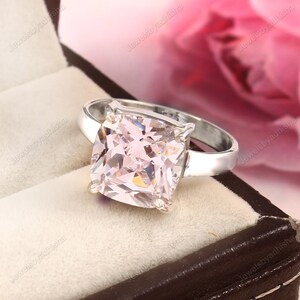 White Topaz Ring-handgemaakte ring-april geboortesteen-925 sterlingzilveren ring-damesring-natuurlijk kussen geslepen topaas ring-verlovingsring-cadeau