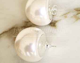Orecchini a bottone con perla in argento sterling: stile boho - Italia