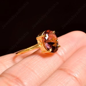 Natural Rhodolite Garnet Ring, 18k Gold filled Ring, Engagement Ring, 925 Sterling Silver Ring, Statement Art Deco Ring, Handmade Ring, Gift