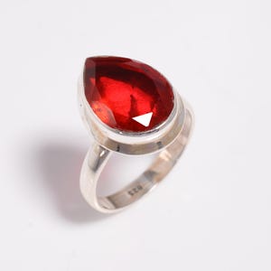 Blood Red Mozambique Ruby Ring, Art Deco Statement Ruby Ring,925 Sterling Silver Ring, Women&#39;s Ring, Engagement Ring, Handmade Ring,Jewelry
