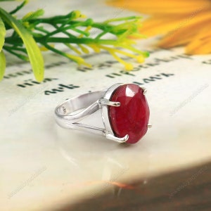 Natural  Ruby Ring, Handmade Ring, 925 Sterling Silver Ring, Ruby jewelry Gemstone Ring, Women's Ring, Solitaire Ring, Engagement Ring