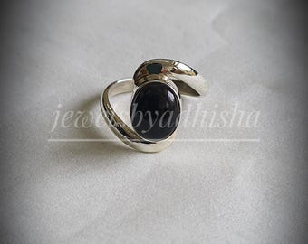 ブラックオニキスリング、925スターリングシルバーリング