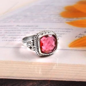 Pink Tourmaline Ring,925 Sterling Silver Ring, vintage statement Art deco Gemstone Ring, Handmade Ring, Engagement Ring, personalized gift