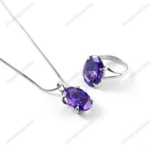 Blue Sapphire Ring Necklace-Statement Ring Necklace-925 Sterling Silver-Combo Set-September Birthstone-Gift For Mom-FREE CHAIN-art deco ring