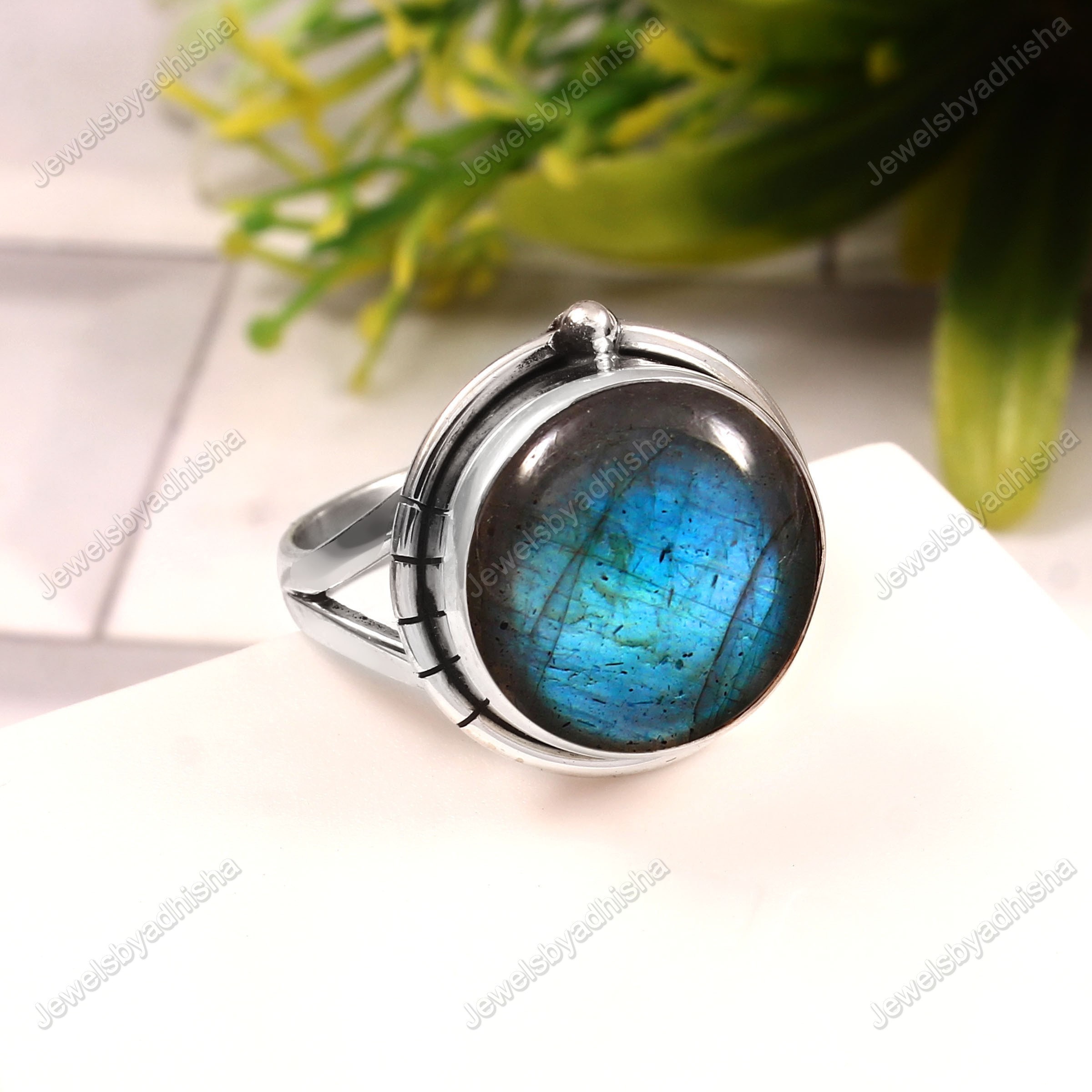 ラブラドライトリング*天然宝石*925スターリングシルバーリング