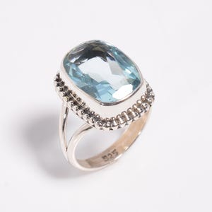 Flawless Brazilian Aquamarine Ring-Handmade Ring-March Birthstone Ring-925 Sterling Silver Ring-Filigree Ring-Engagement Ring-Unisex Ring