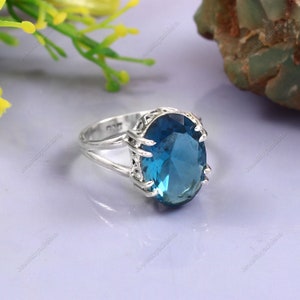 London Blue Topaz Ring, handmade ring Blue gemstone Ring, December birthstone, 925 Sterling Silver Ring, Blue Topaz Ring, Gift for her gifts