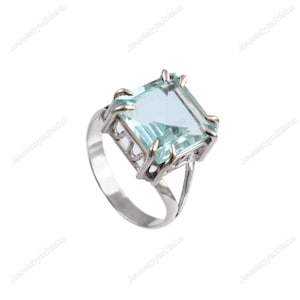Aquamarine Ring- Handmade Ring-March Birthstone Ring-925 Sterling Silver Ring-Filigree Ring-Solitaire Ring-Emerald Cut Ring-Engagement Ring