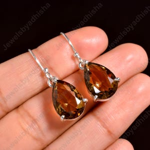 Natural Smoky Quartz Earring ,925 Sterling Silver Earring, Handmade Earring, Quartz , Smoky Quartz, Handmade Jewelry, Dangling Earring, Gift