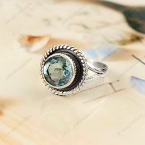 Aquamarine Ring- -Art deco vintaage Handmade Ring-March Birthstone Ring-925Sterling Silver Ring-Filigree Ring-Solitaire Ring-Engagement Ring