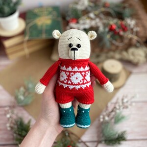 Crochet Pattern Doll Christmas Polar Bear. Amigurumi Pattern Polar Bear ...