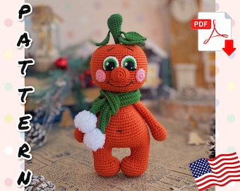 PATTERN Doll funny mandarin crochet toy. Amigurumi mandarin. TUTORIAL mandarin doll in English in PDF. Christmas decor. Christmas pattern.