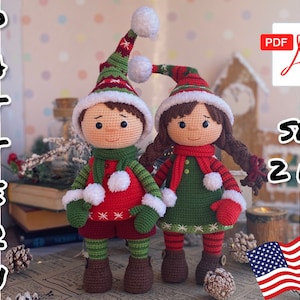 PATTERN Doll Christmas gnome Girl and Boy crochet toy. Amigurumi doll. TUTORIAL Christmas doll in English in PDF. Diy doll. Christmas decor.