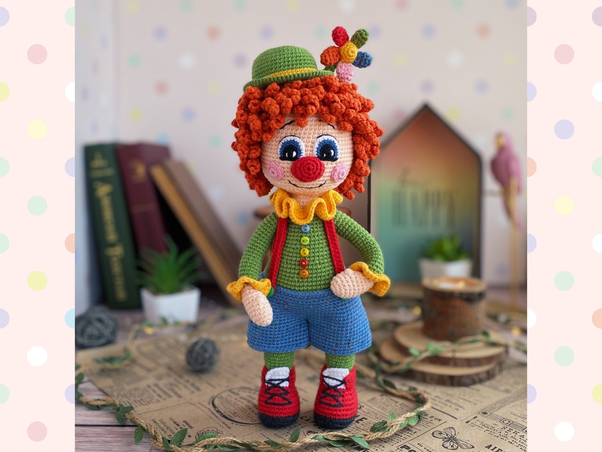 Buy Crochet Pattern Doll Clown. TUTORIAL Doll Clown in English in