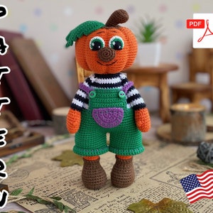 Crochet Pattern Doll Pumpkin Boy. TUTORIAL doll Pumpkin in English in PDF. Amigurumi Pumpkin. Halloween Pattern.