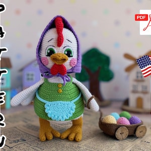 Crochet Pattern doll Easter Chicken and eggs. Amigurumi bird. TUTORIAL chicken in English, in PDF.  Amigurumi Chicken. Easter pattern, decor