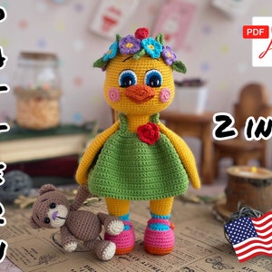 Crochet Pattern Doll Chicken and Teddy bear. TUTORIAL Chicken in English in PDF. Amigurumi Chicken. TUTORIAL Teddy bear. Amigurumi bear.