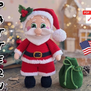 Virkad docka Santa Claus. TUTORIAL docka Santa Claus på engelska i PDF. Amigurumi jultomten. Julmönster.