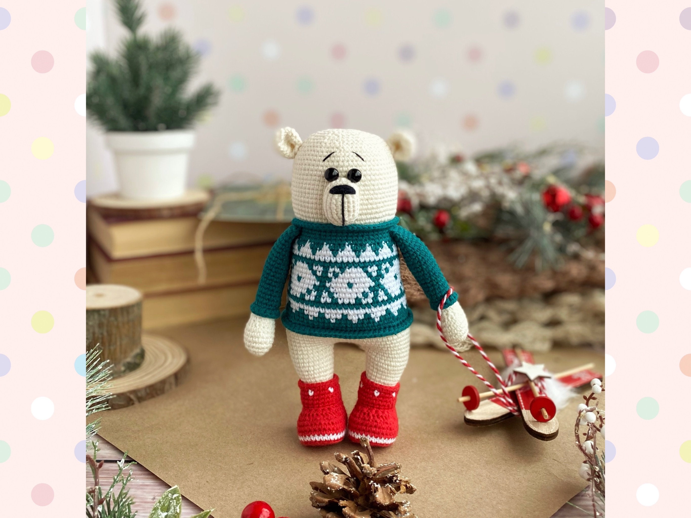 Crochet Pattern Doll Christmas Polar Bear. Amigurumi Pattern Polar Bear ...